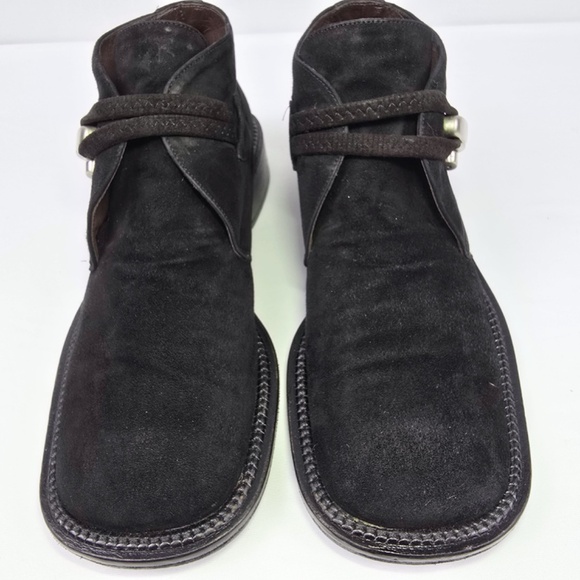 Goffredo Fantini Womens - EU 38 / US 7.5 Black Suede Ankle Boots Silver Buckle - Picture 5 of 13